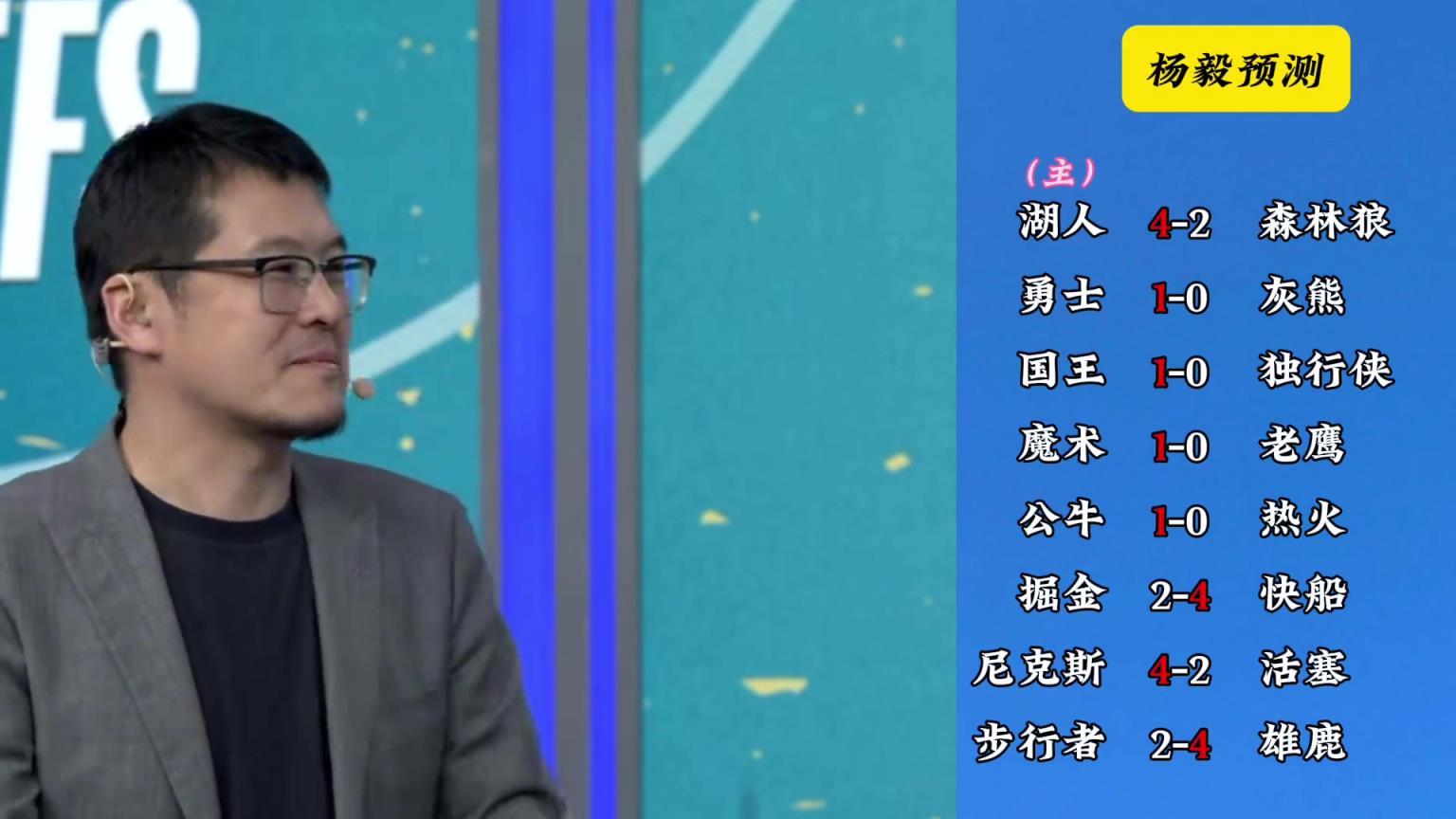 明燈來(lái)了！看看楊毅的季后賽預(yù)測(cè)：湖人4-2狼 快船4-2掘金